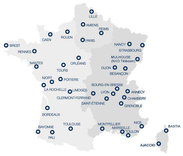 Agences NXO en France - Carte