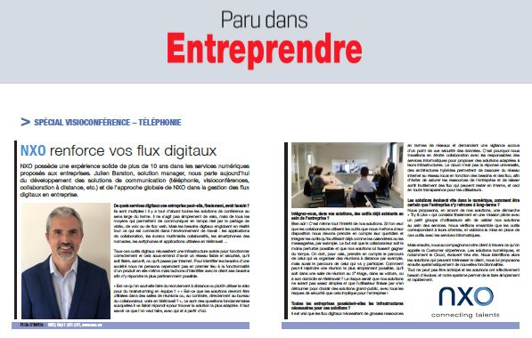 Paru dans Entreprendre : NXO renforce vos flux digitaux