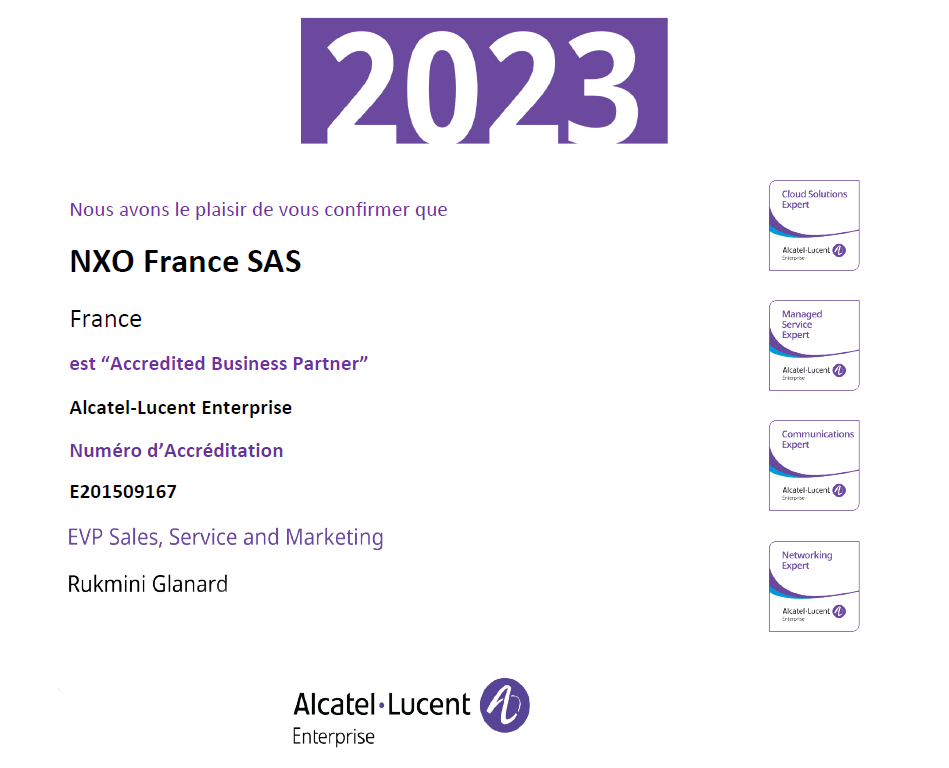 Accréditation NXO Accedited business partner Alcatel-Lucent-Enterprise